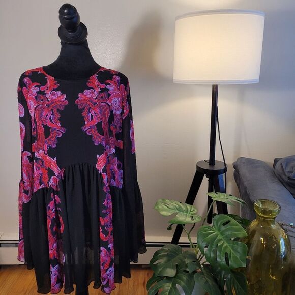 Free People Women's Pink & Black Dress - Picture 10 of 16